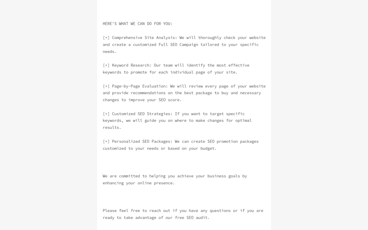 Unpacking a High-Risk Phishing Attempt: SEO Audit Offer from Hugo Busta,ante with Suspicious Links and Strategies